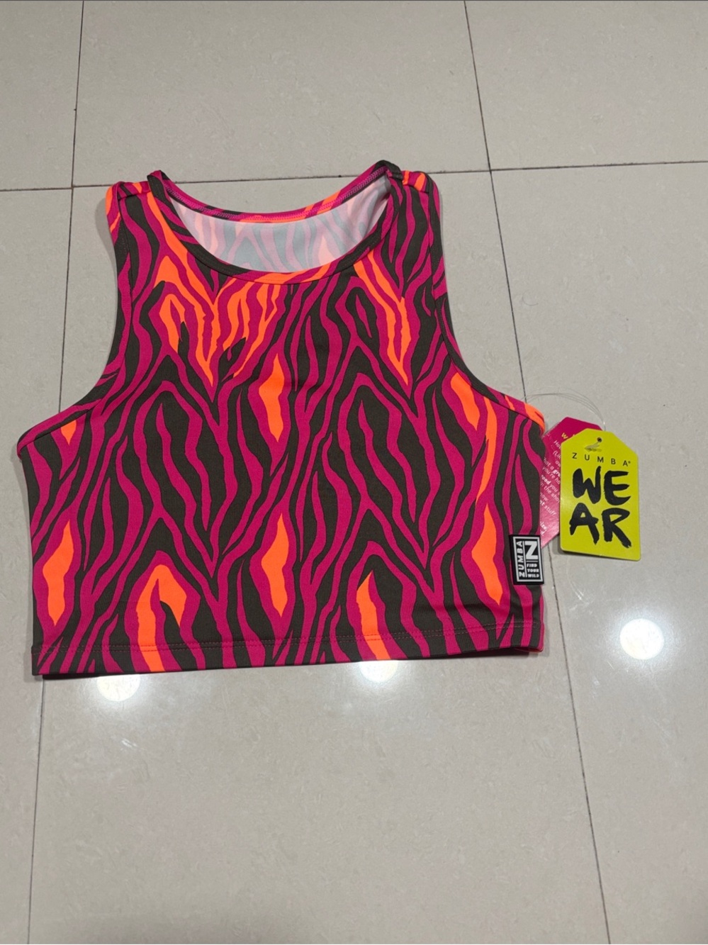 Zumba Fitness Neon Zebra Crop Top - Pink & Orange